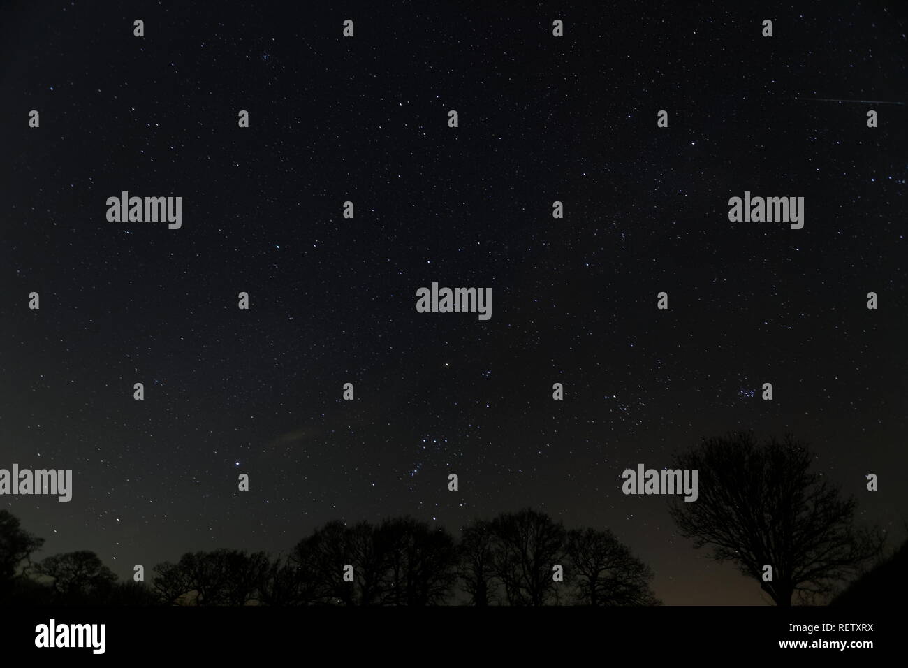 Orion in the night sky during the Geminid meteor shower in December Oakley Hampshire Stock Photo