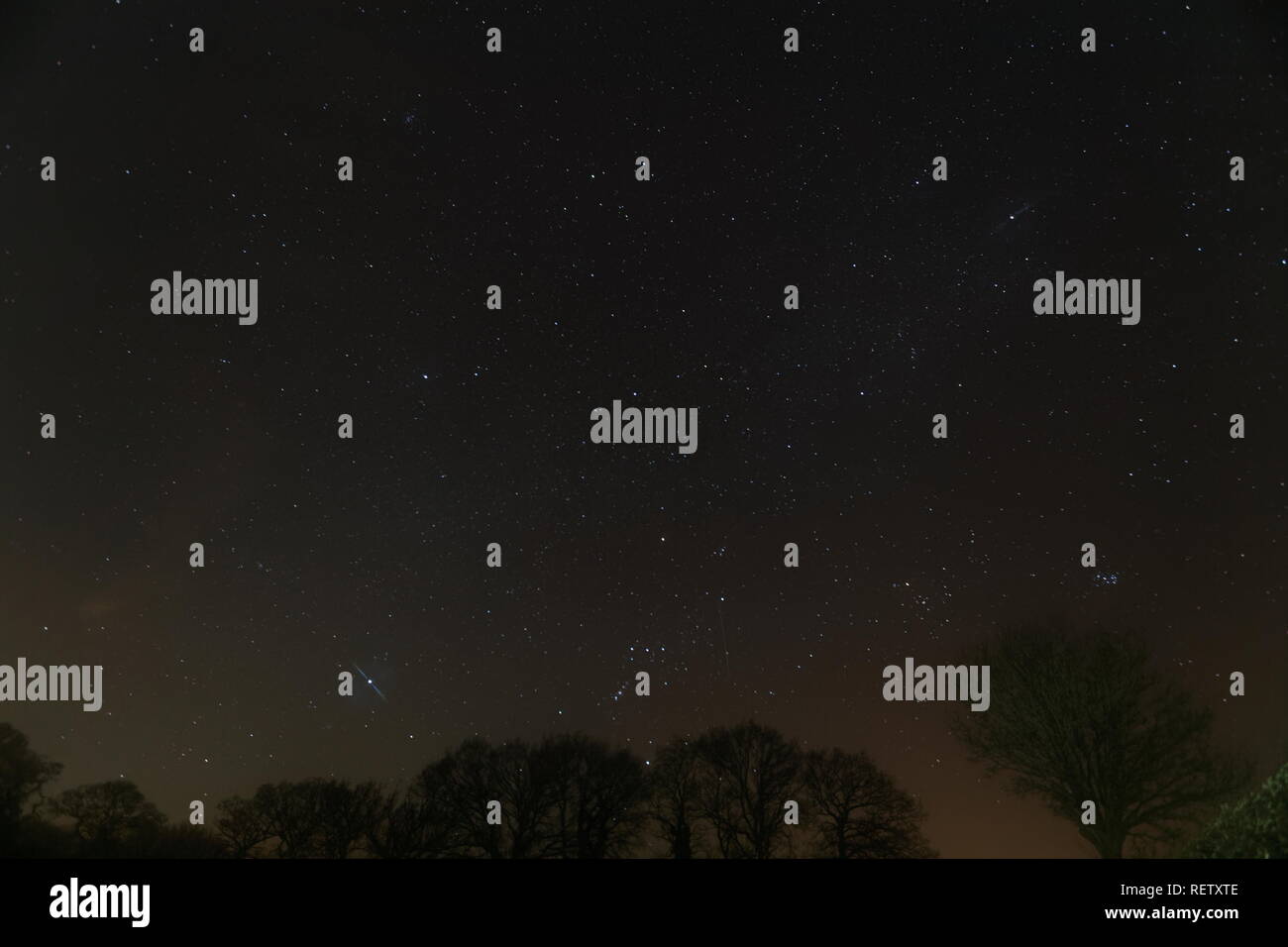 Orion in the night sky during the Geminid meteor shower in December Oakley Hampshire Stock Photo
