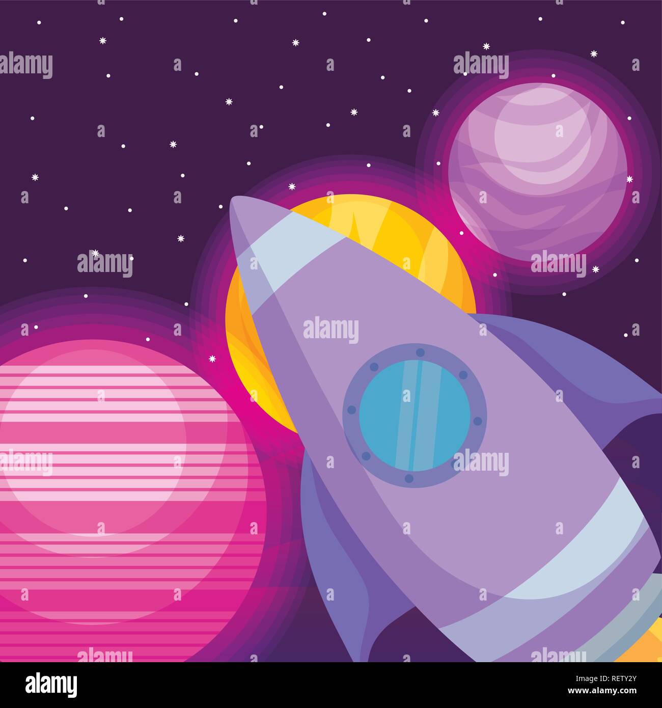 Rocket space icon over white background, vector illustration Stock ...