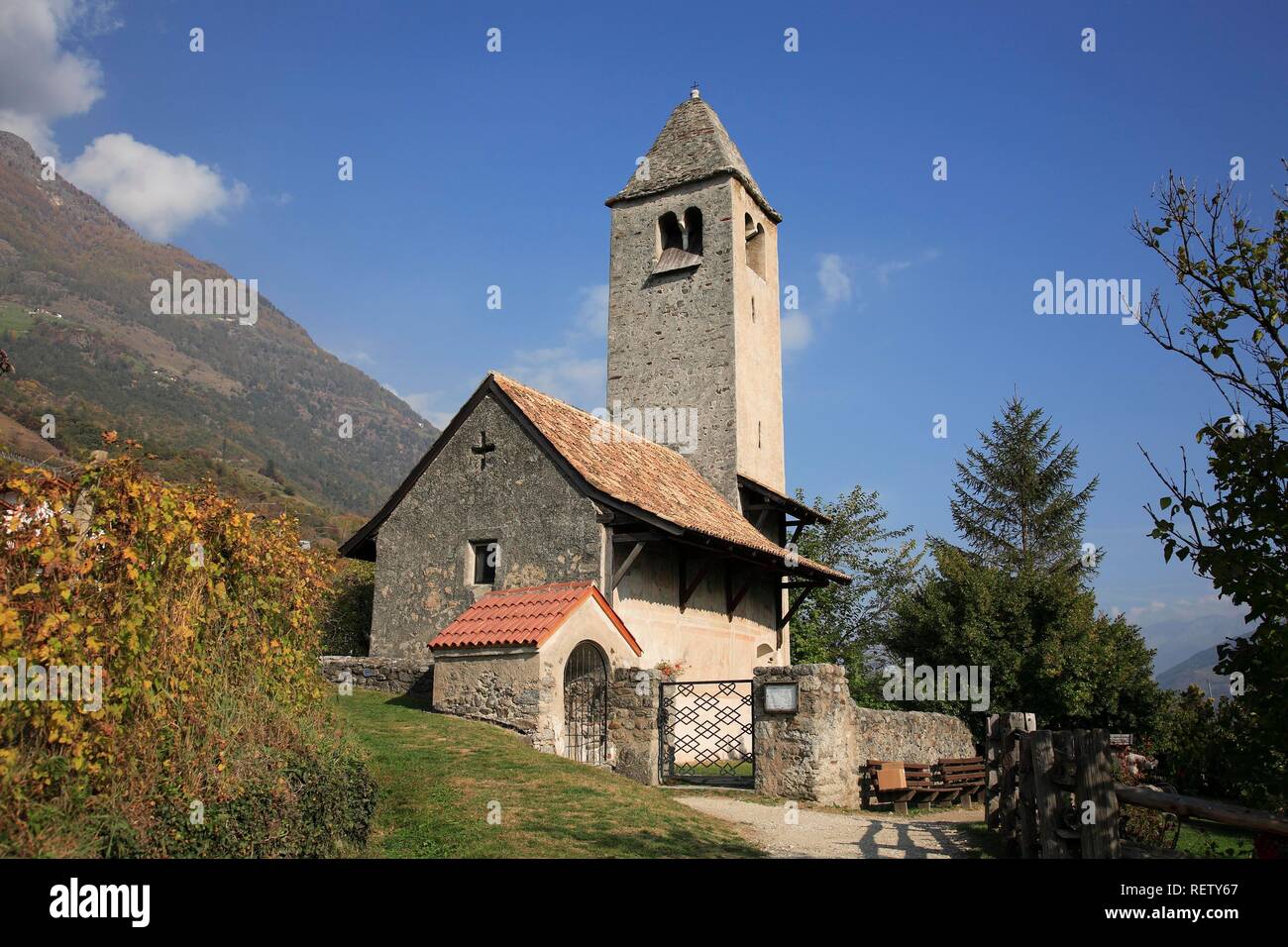 Saint Prokulus Church in Naturns, South Tirol, Italy, Europe Stock Photo