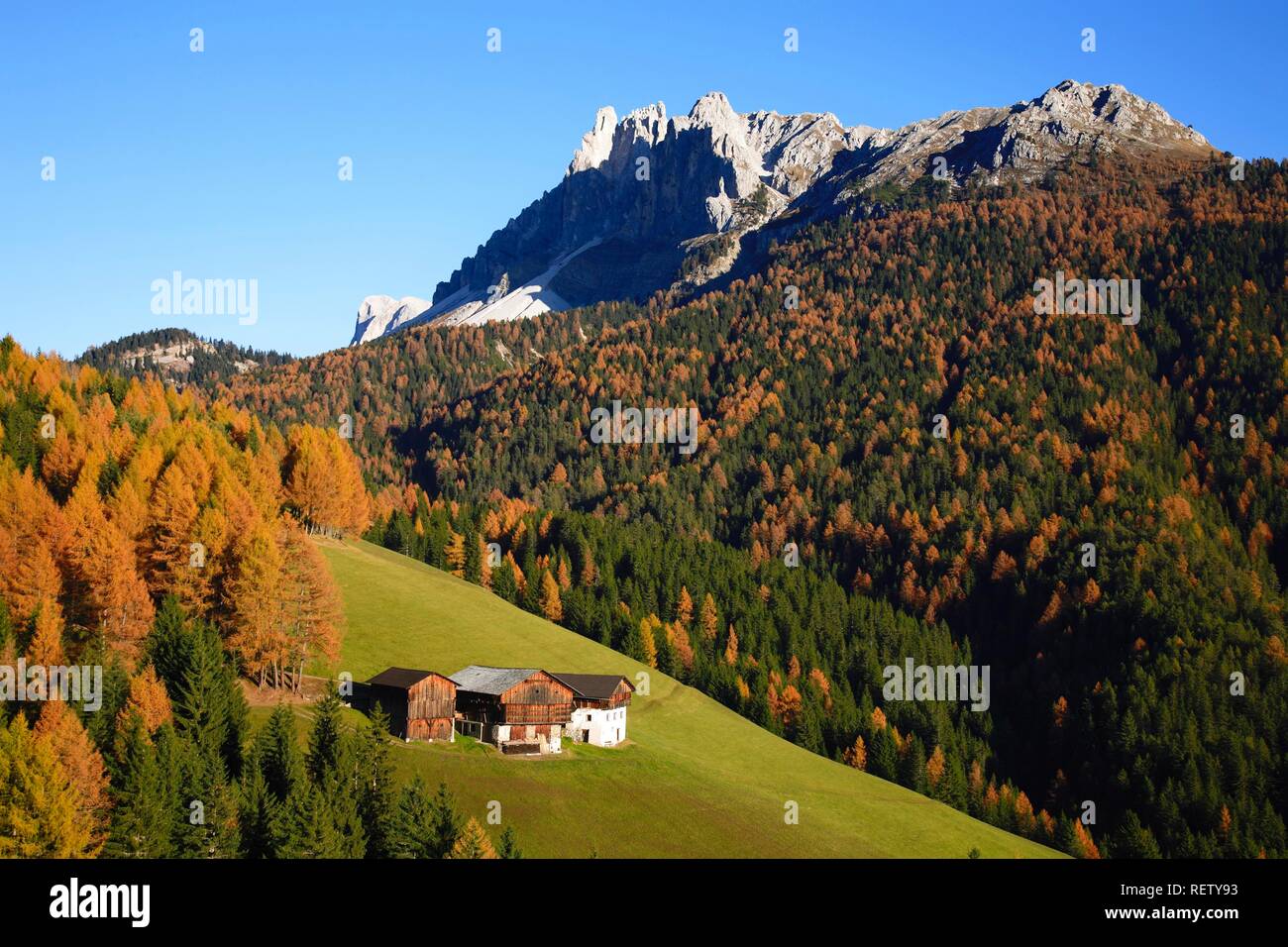 Passo delle Erbe, mountain pass at Funes Valley, Bolzano-Bozen, Italy, Europe Stock Photo
