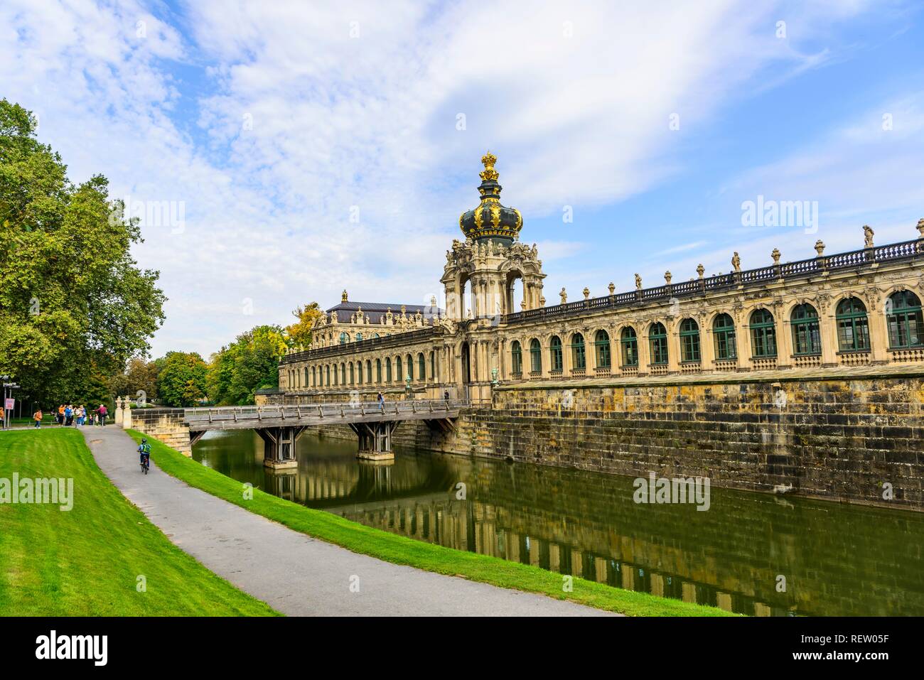 Exterior view of the Kronentor, Langgalerie and Wassergraben, Zwinger, Dresden, Saxony, Germany Stock Photo