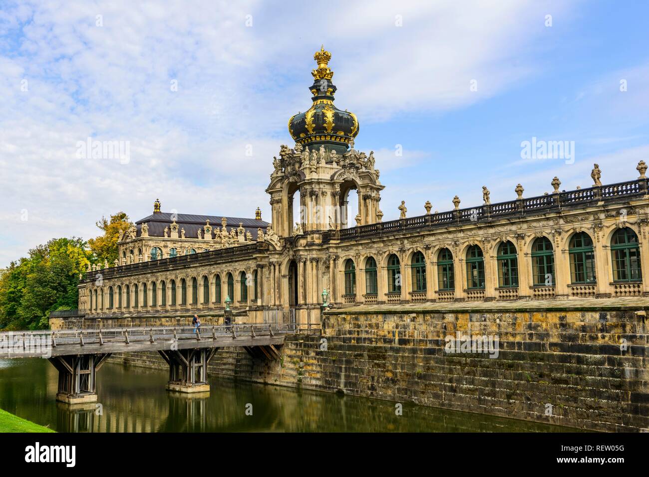 Exterior view of the Kronentor, Langgalerie and Wassergraben, Zwinger, Dresden, Saxony, Germany Stock Photo