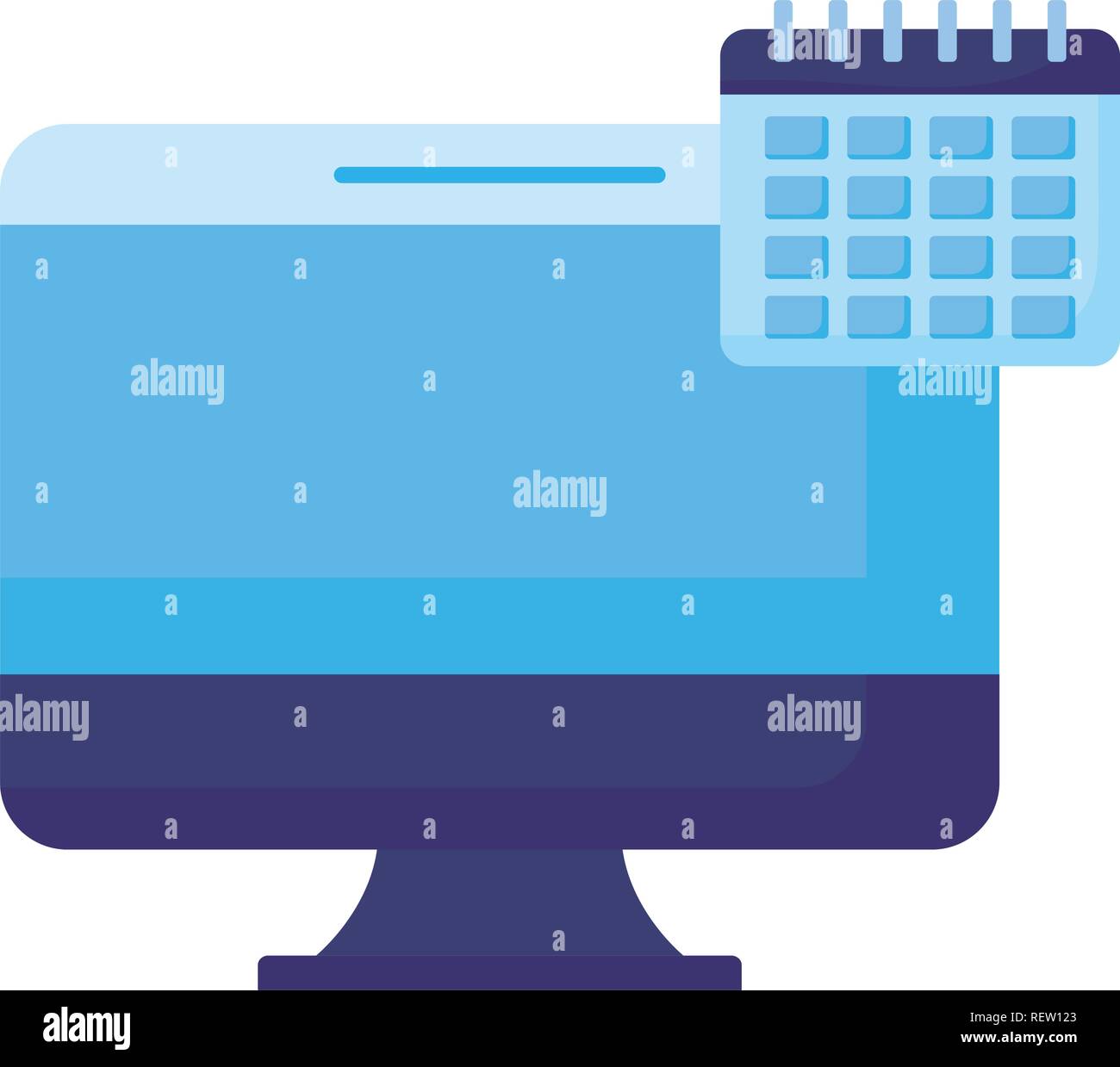 computer and calendar planner over white background, vector ...