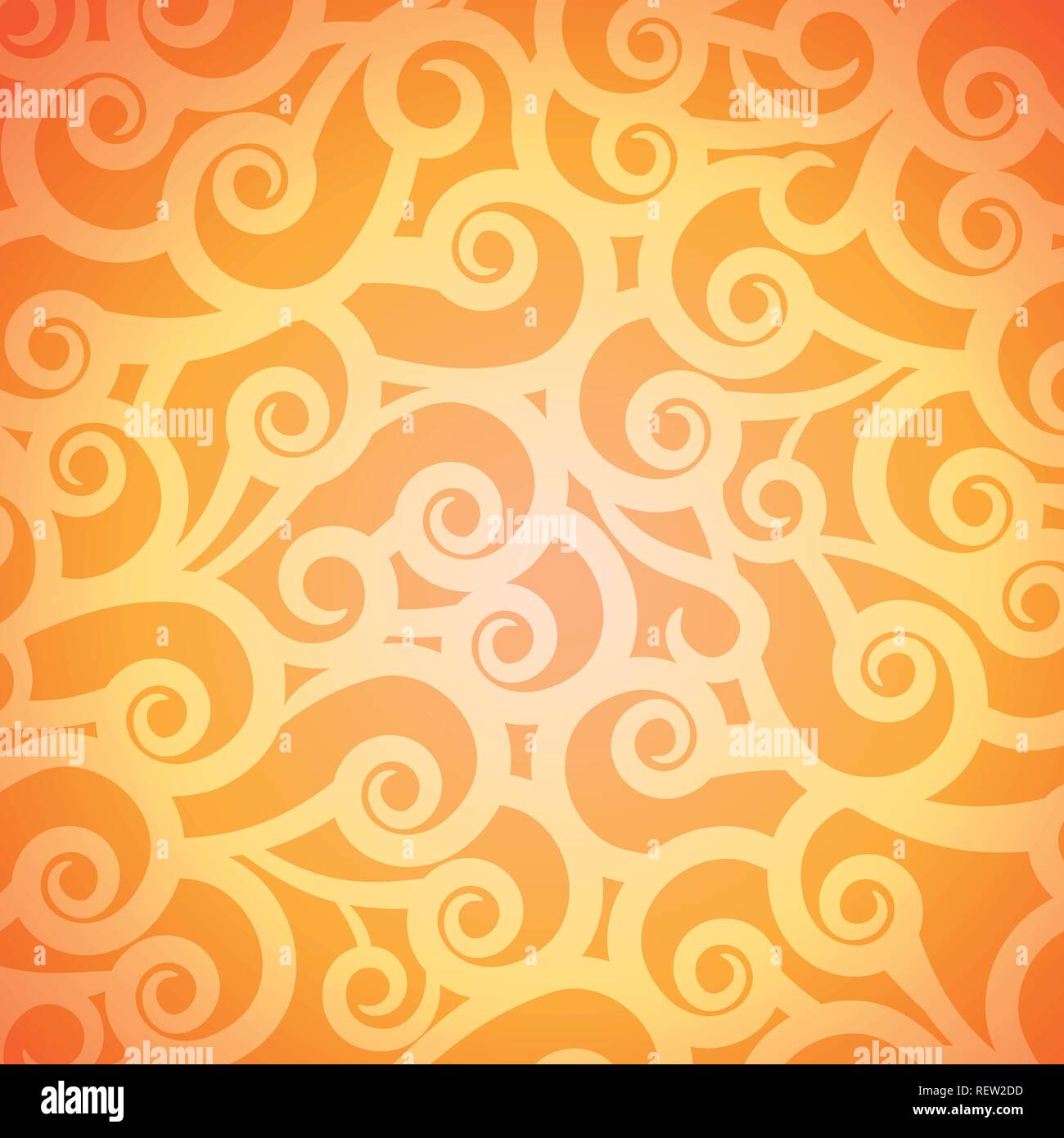 Eastern warm orange floral background pattern - Vector ethnic ornament golden color. Stock Vector