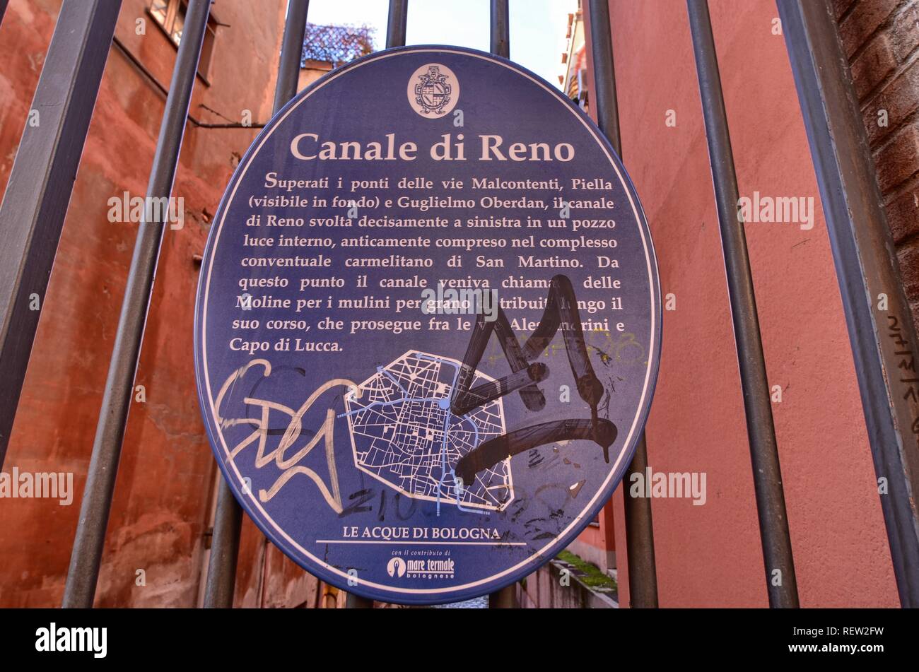 Bologna, Emilia Romagna, Italy. December 2018. A hidden part of the