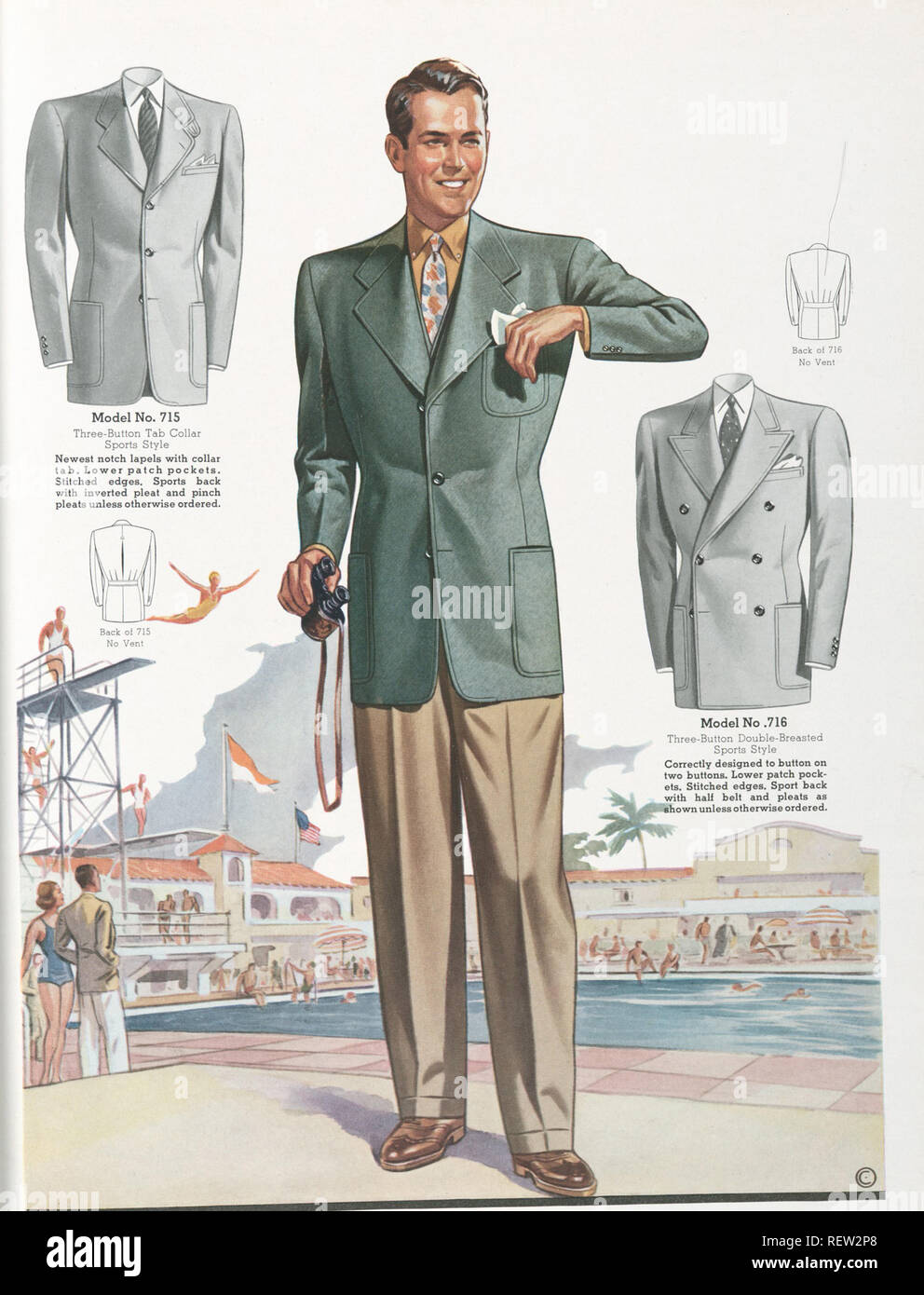 1940s suit fashion design illustration 