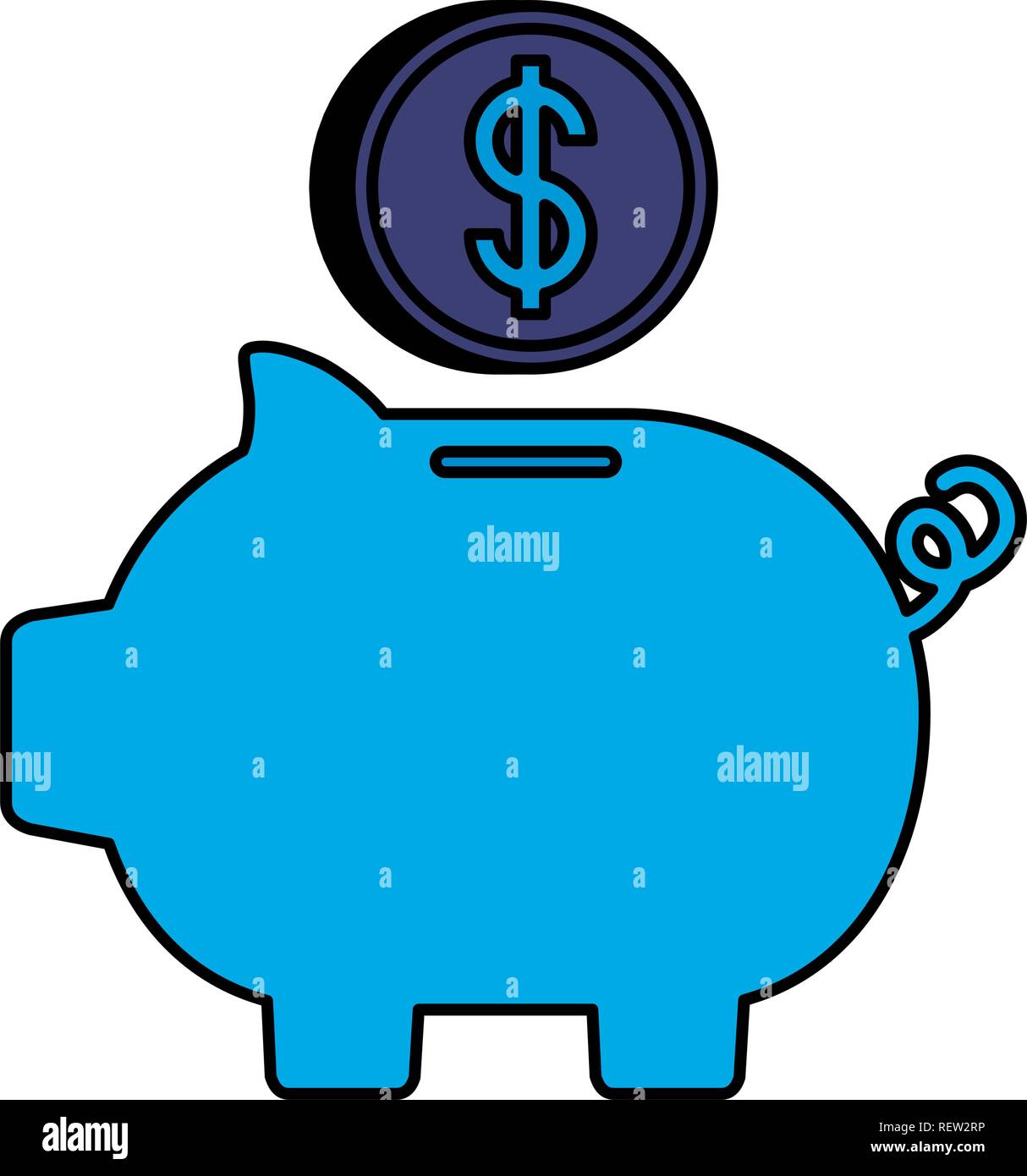 money coin and piggy bank icon over white background, vector ...