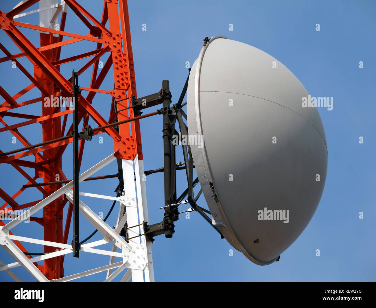 Part of a communications tower with antenna in a mountain Stock Photo