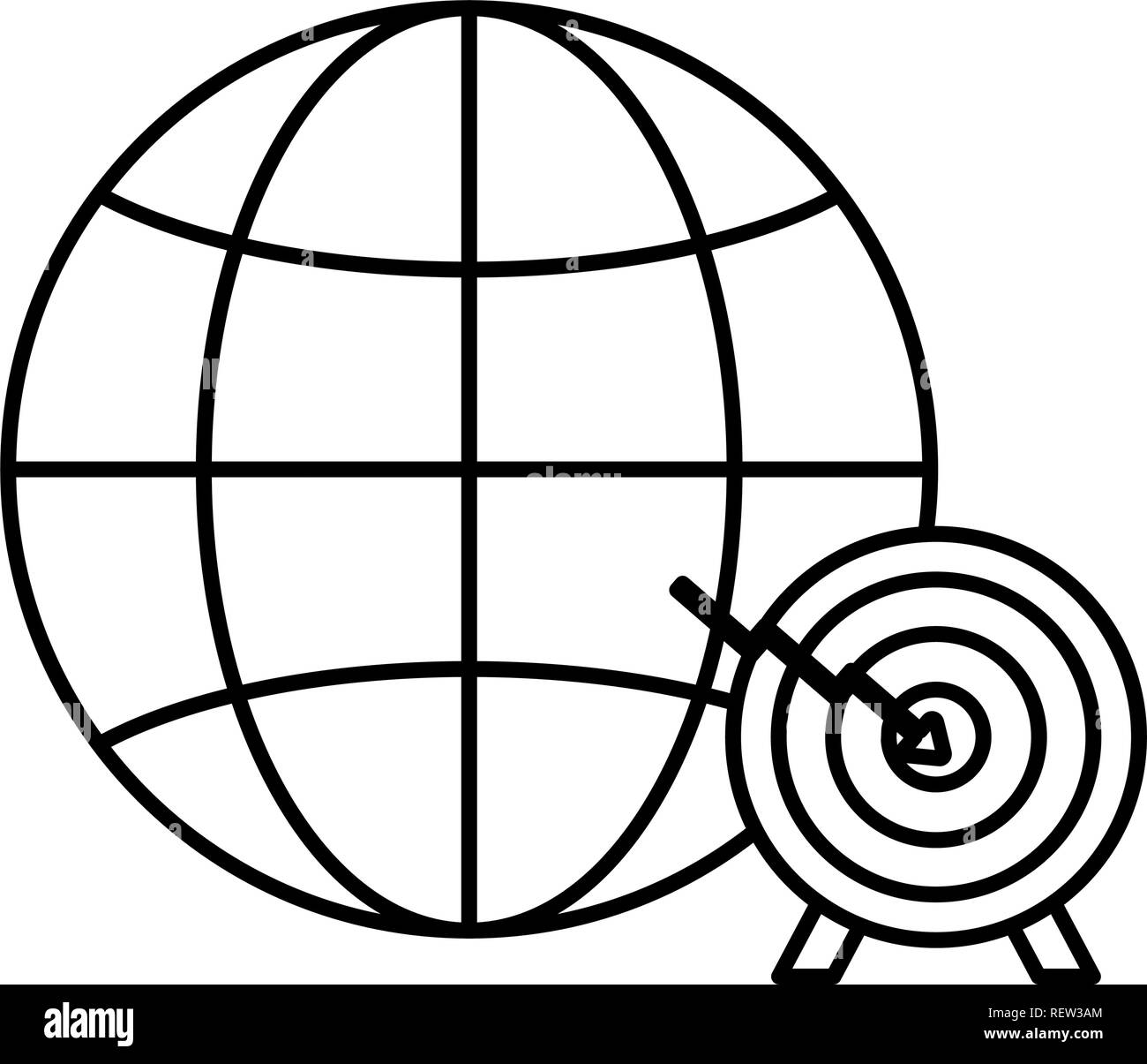 target and global sphere icon over white background, vector ...