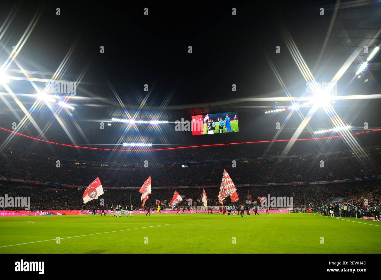 Bundesliga, start of match, choice of seat on scoreboard, Allianz Arena, Munich, Bavaria, Germany Stock Photo