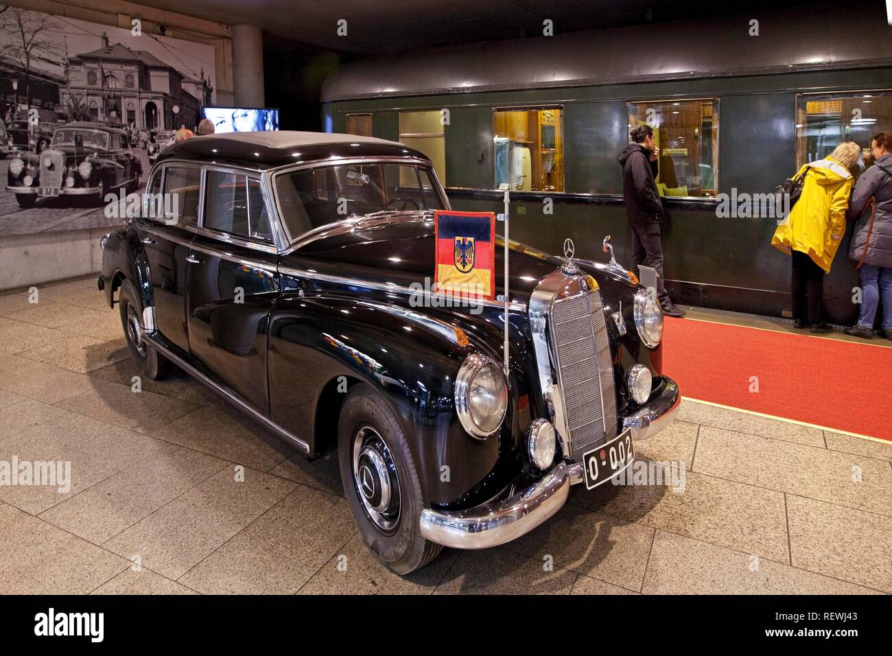 Adenauer's Mercedes 300 with saloon car 10205, House of History, Bonn, Rhineland, North Rhine-Westphalia, Germany Stock Photo