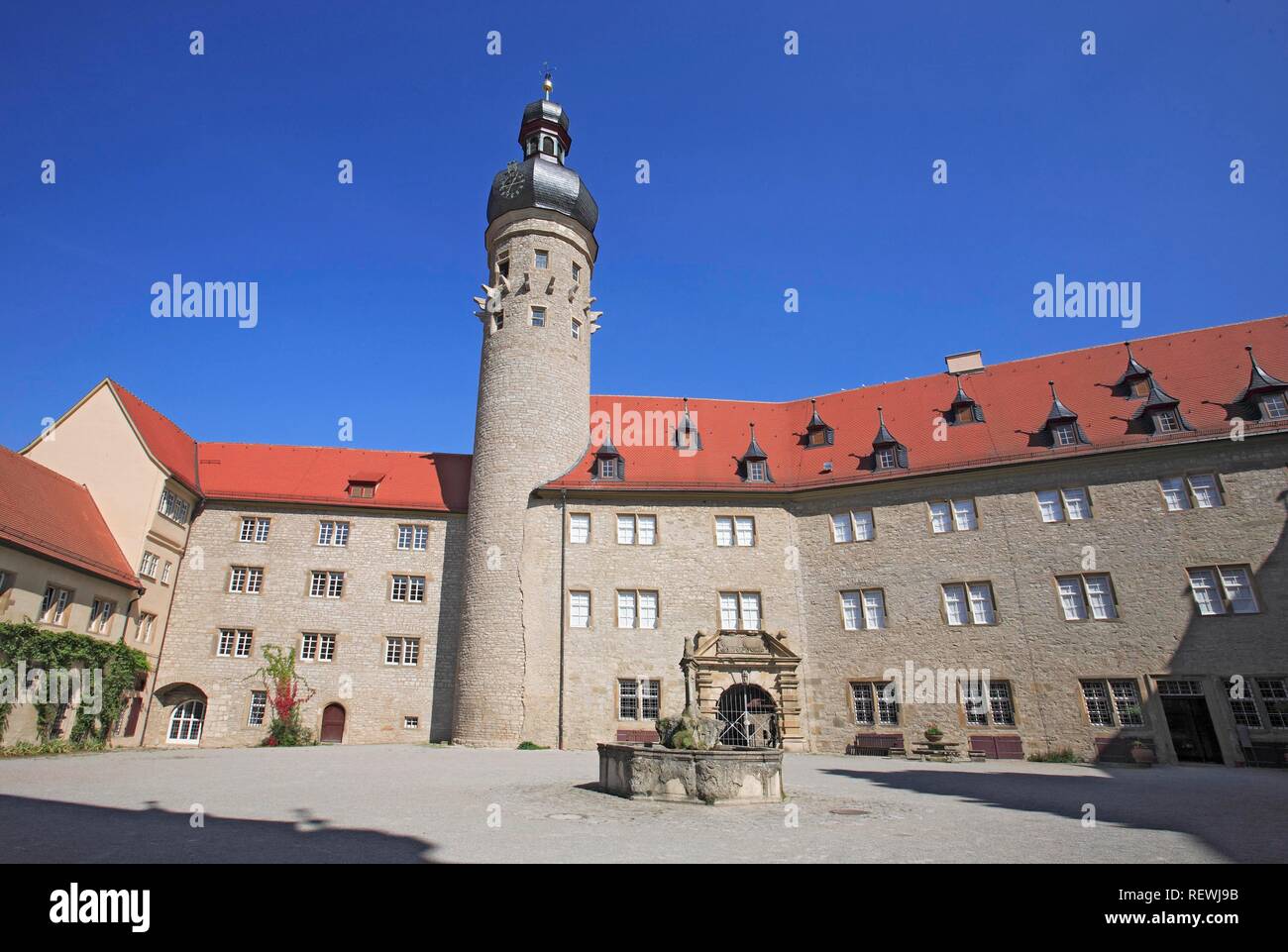 Inner courtyard of Weikersheim Castle, Baden-Wuerttemberg Stock Photo