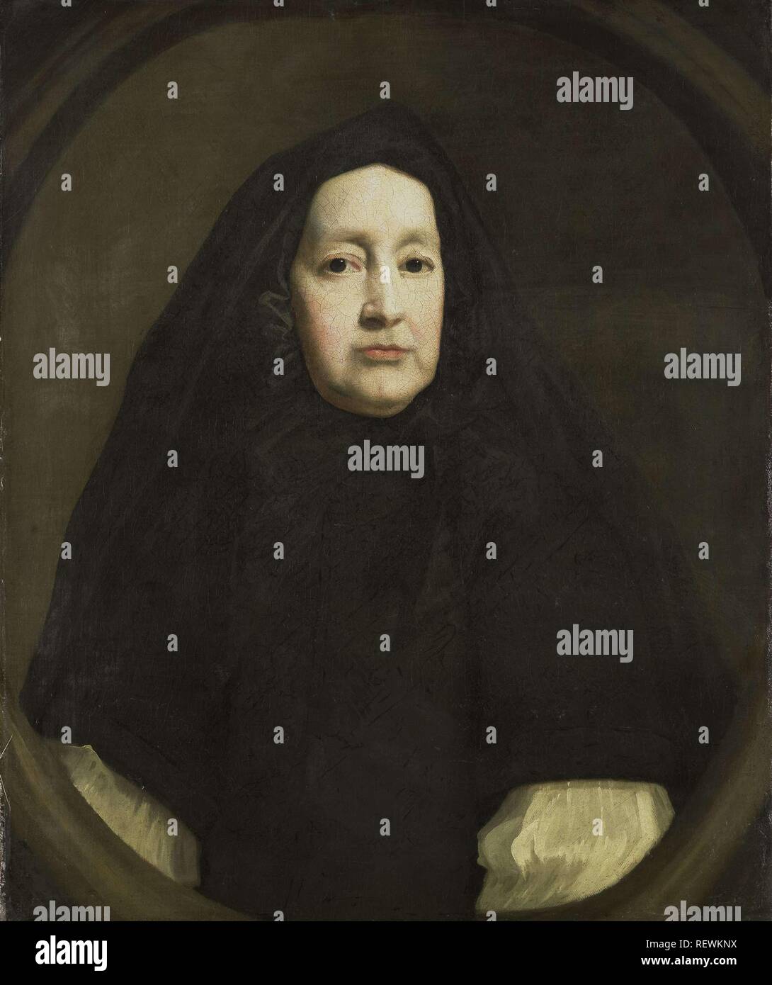 Portrait of Katharine Elliot (died 1688), Dresser of Duchess Anne of York and First Woman of the Bedchamber of Queen Mary of Modena, the first and second Wives of James II of England, respectively. Dating: c. 1680 - c. 1700. Measurements: h 76.3 cm × w 63.4 cm × t 2.9 cm; d 4.3 cm. Museum: Rijksmuseum, Amsterdam. Author: John Riley (copy after). Stock Photo