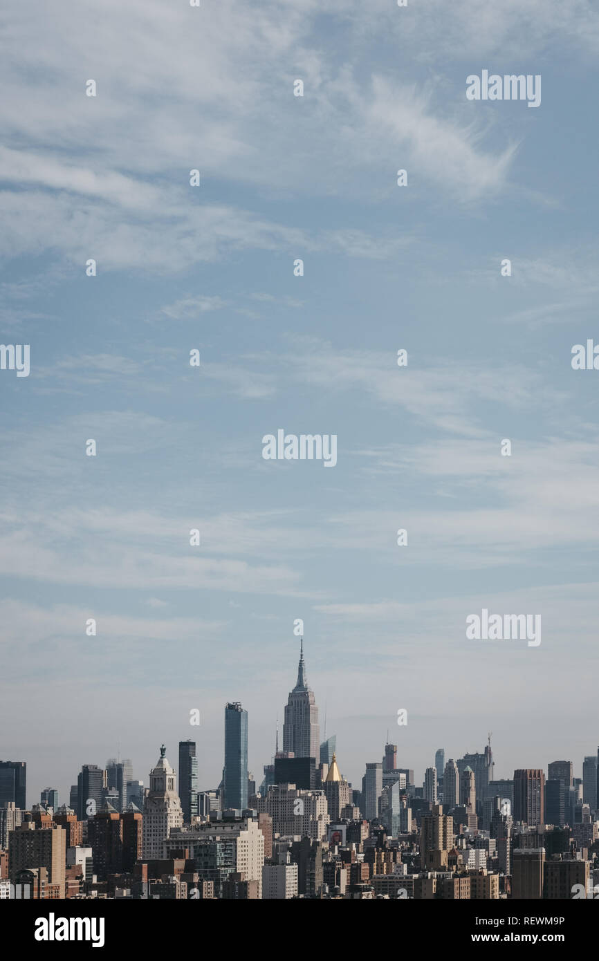 Aerial view of New York skyline and attractions on a clear sunny day ...