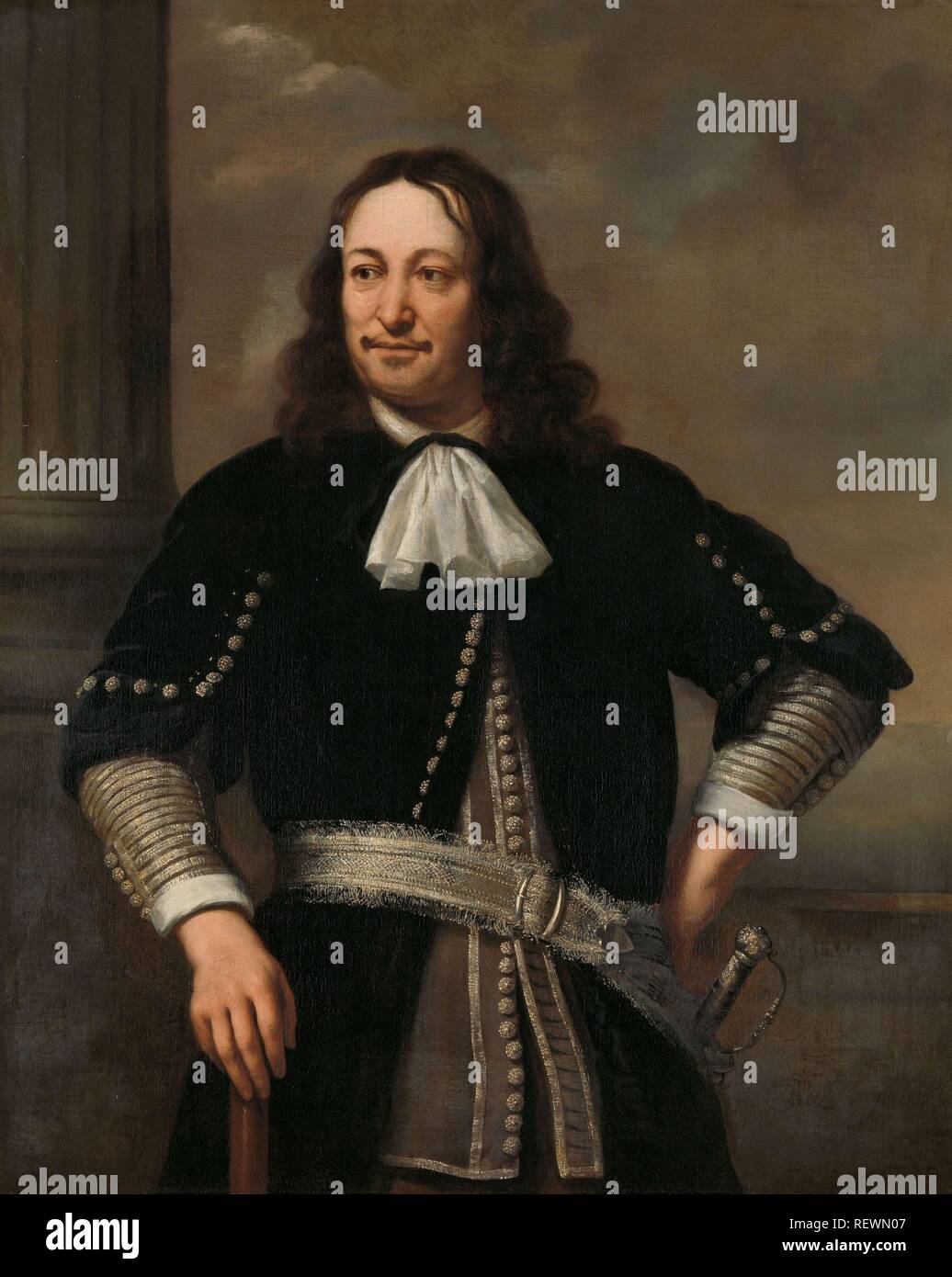 Portrait of a Naval Officer, probably Vice-Admiral Aert van Nes (1626-1693). Dating: 1667. Place: Netherlands. Measurements: h 116.5 cm × w 93.5 cm; d 6.5 cm. Museum: Rijksmuseum, Amsterdam. Author: Ferdinand Bol. Stock Photo