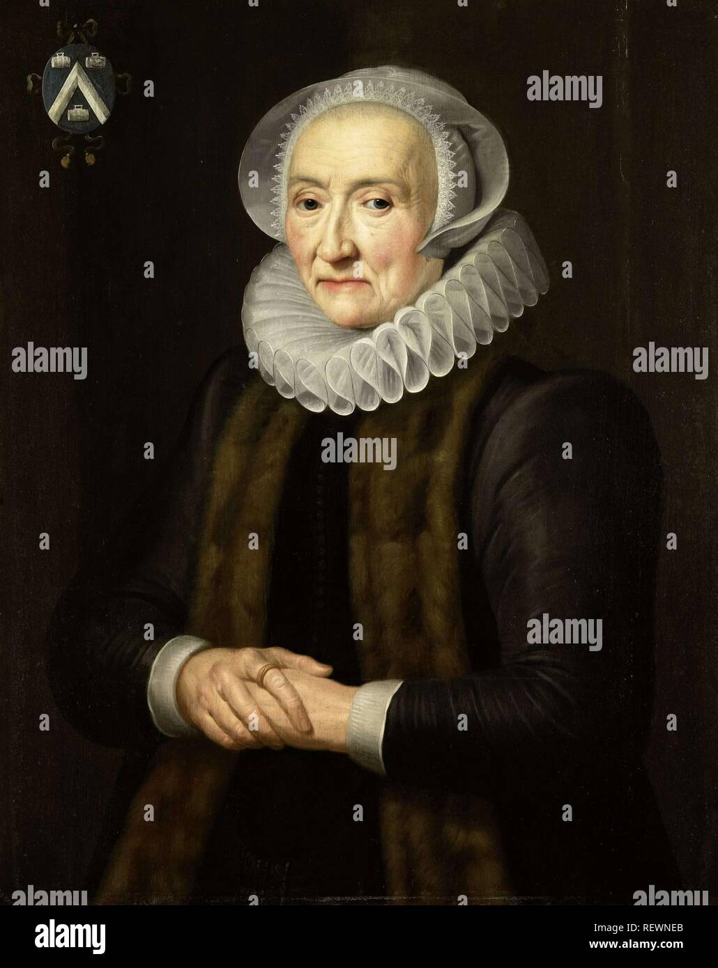 Portrait of Alid van der Laen, Wife of Maerten Ruychaver. Dating: after 1653. Measurements: support: h 79.5 cm × w 63 cm; d 4.5 cm. Museum: Rijksmuseum, Amsterdam. Author: Michiel Jansz van Mierevelt (copy after). Stock Photo