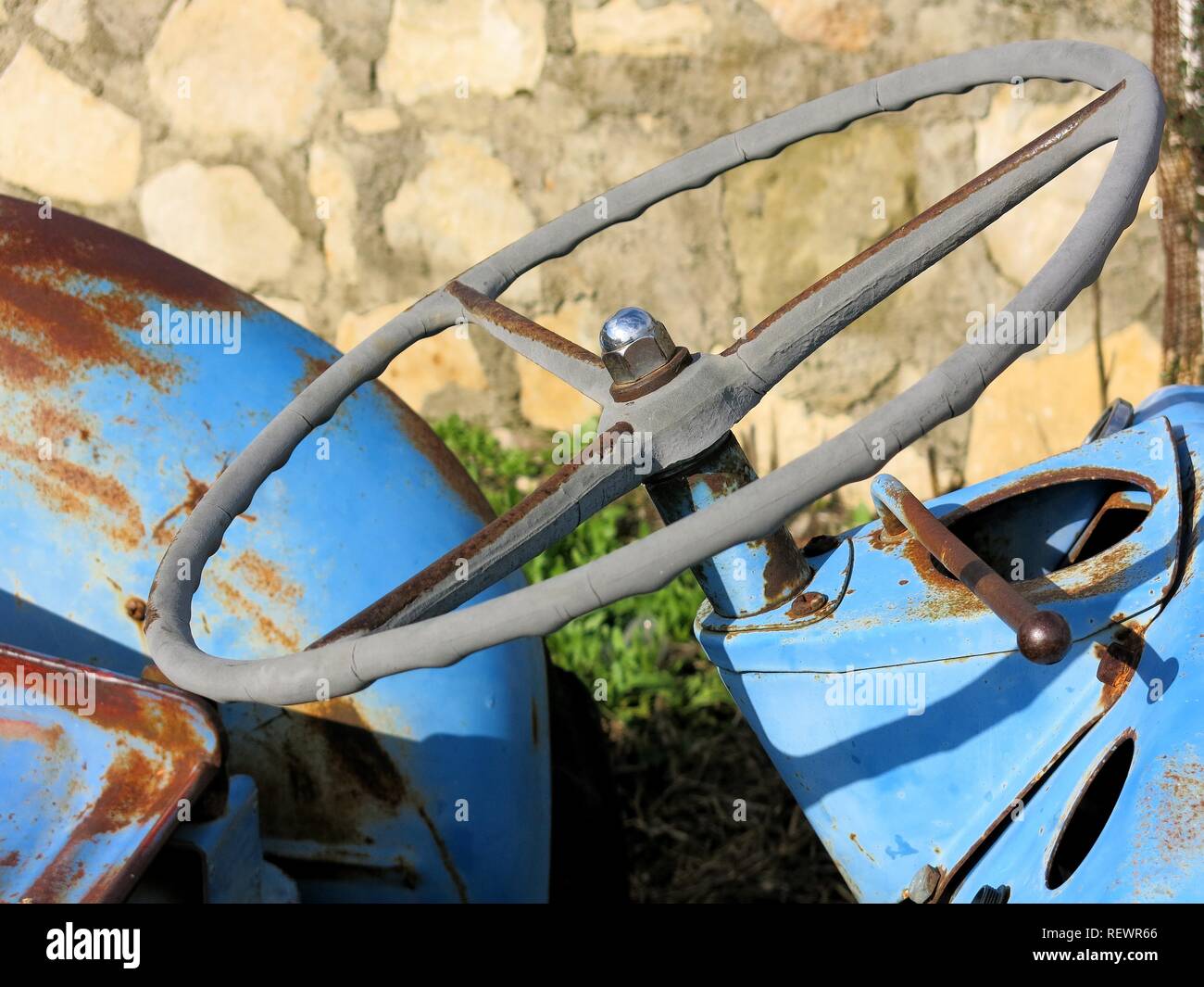 Old farm tractor. (Close up) Stock Photo