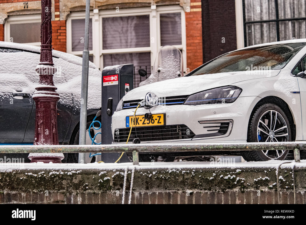 Amsterdam, Netherlands electric car being charged Stock Photo Alamy