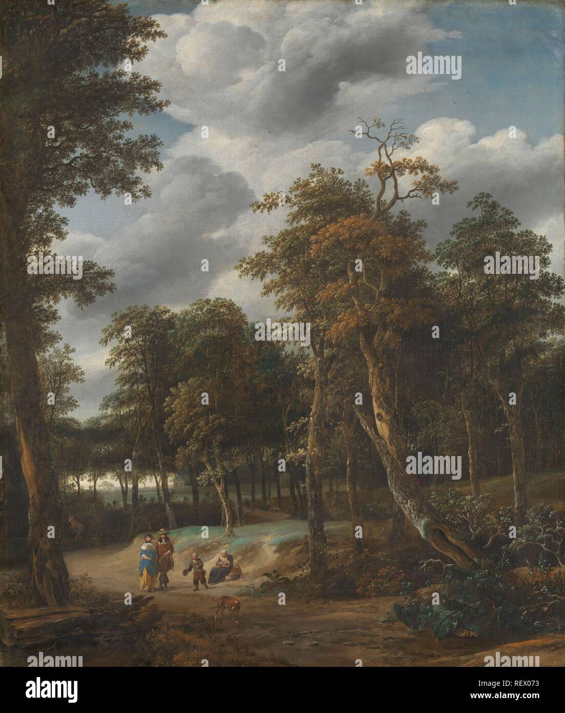 Forest Road. Dating: 1650 - 1674. Measurements: h 97 cm × w 82.4 cm; d 6.5 cm. Museum: Rijksmuseum, Amsterdam. Author: Jan Looten. Johannes Lingelbach (attributed to). Stock Photo