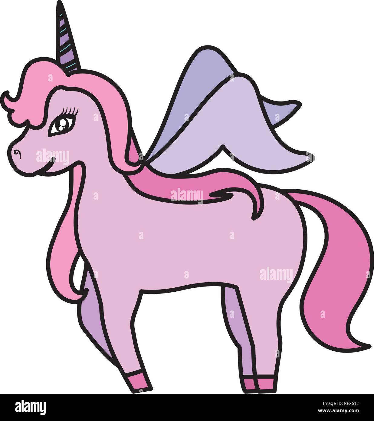 cute unicorn icon over white background, vector illustration Stock