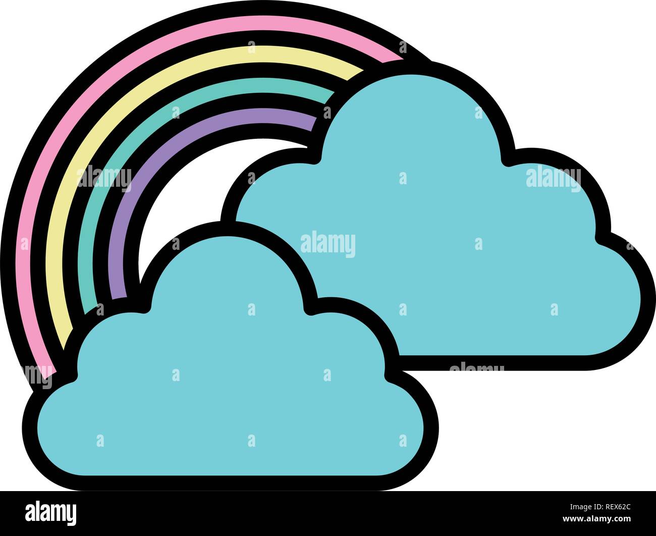 clouds and rainbow over white background, vector illustration Stock ...
