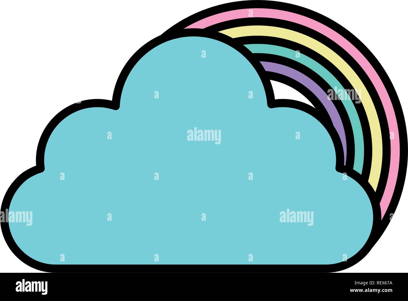 cloud and rainbow over white background, vector illustration Stock ...