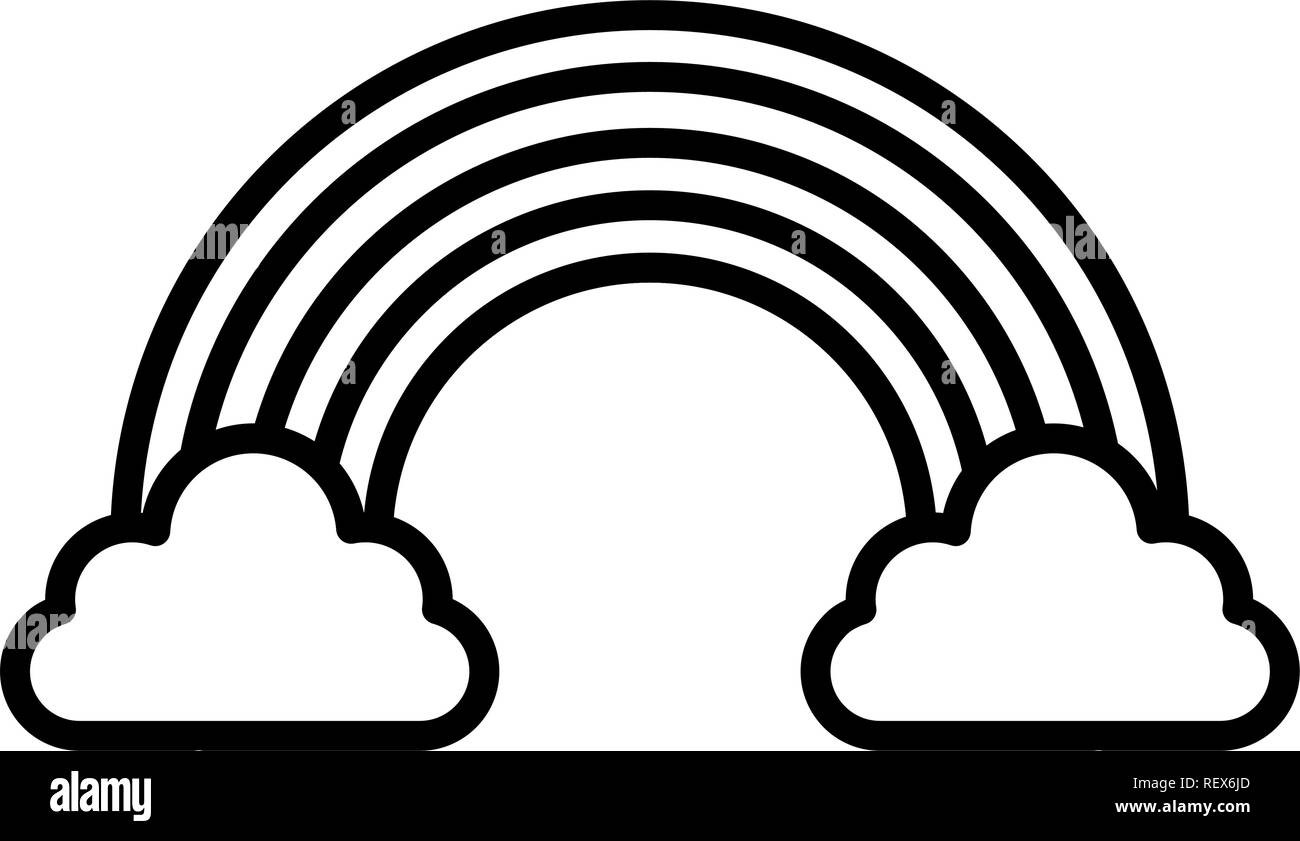 clouds and rainbow over white background, vector illustration Stock ...