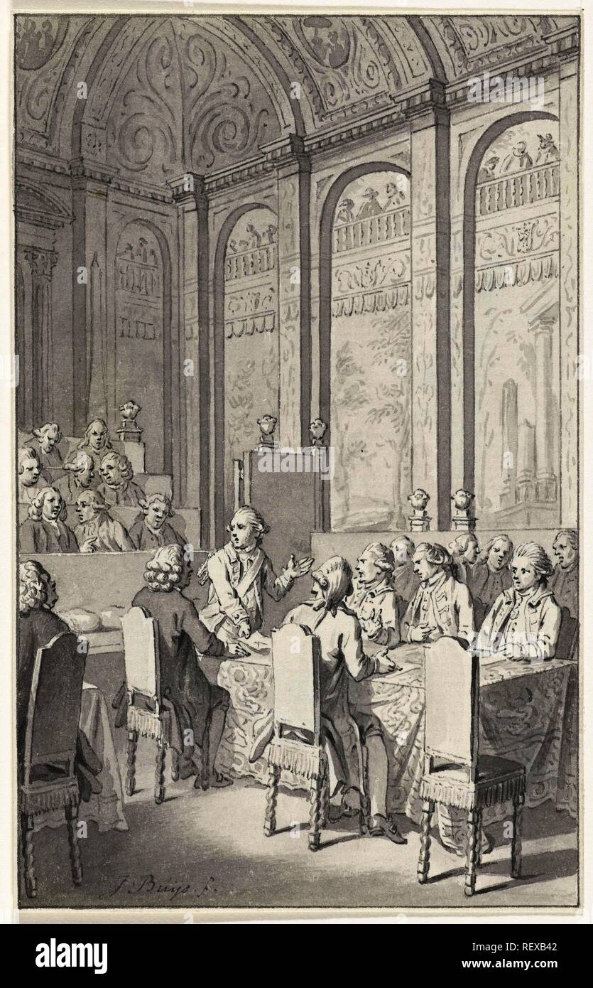 Willem V shows the papers of Laurens, 1780. Draughtsman: Jacobus Buys (signed by artist). Dating: 1780 - 1795. Place: Northern Netherlands. Measurements: h 145 mm × w 91 mm. Museum: Rijksmuseum, Amsterdam. Stock Photo