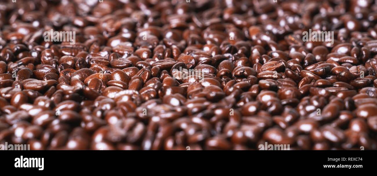Roasted coffee beans on a flat background textured Stock Photo
