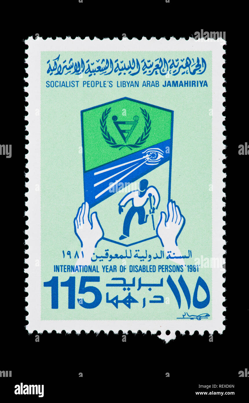 Postage stamp from Libya depicting symbols of the disabled. issued for the International Year of the Disabled. Stock Photo