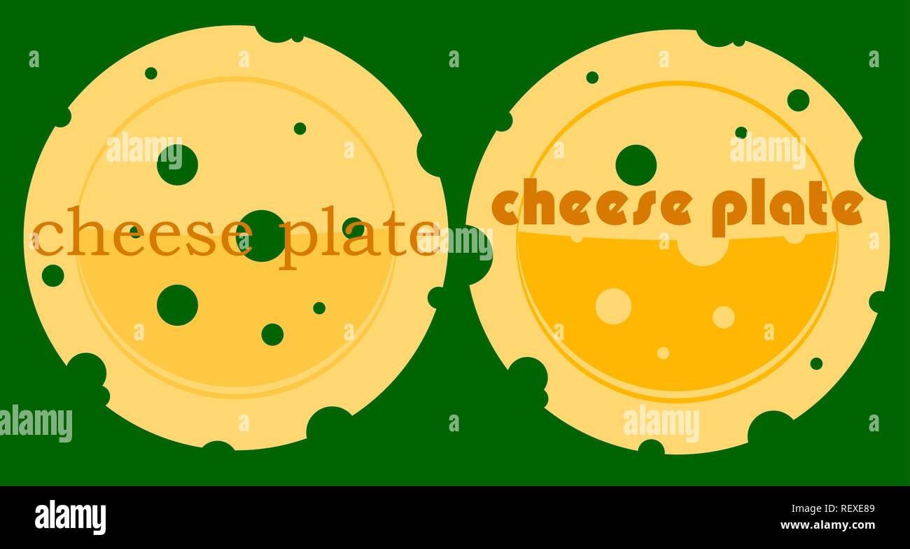 creative logo using negative space cheese plate Stock Vector