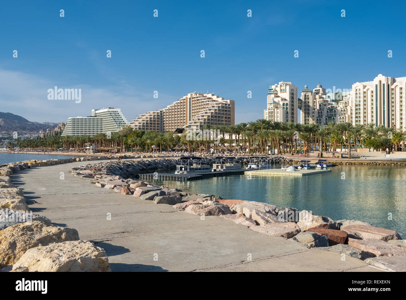 Beautiful view of Eilat - famous resort city on the red sea in Israel Stock Photo