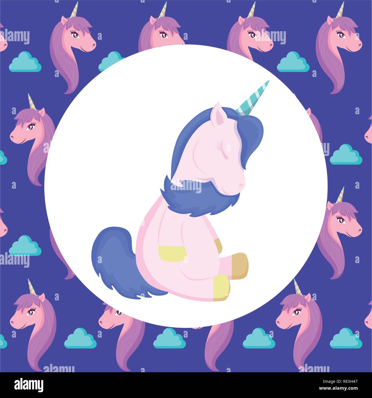 cute unicorn icon over colorful background, vector illustration Stock