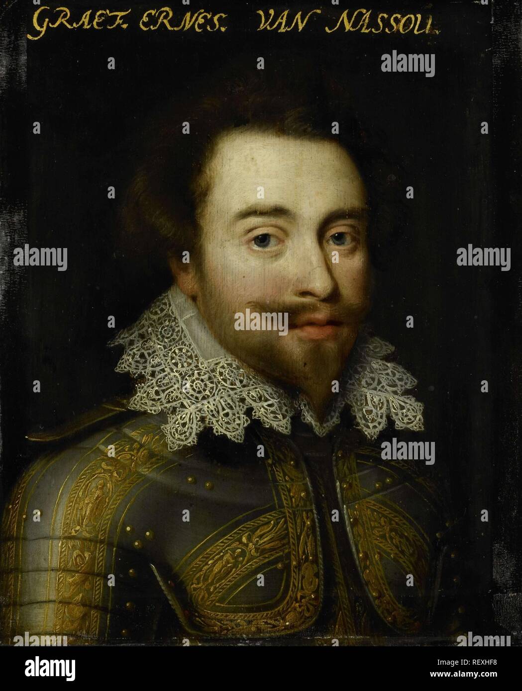 Portrait of Johan Ernst I, Count of Nassau-Siegen. Dating: c. 1609 - c. 1633. Measurements: support: h 29.7 cm × w 24.1 cm; t 1 cm. Museum: Rijksmuseum, Amsterdam. Author: Jan Antonisz van Ravesteyn (workshop of). Stock Photo