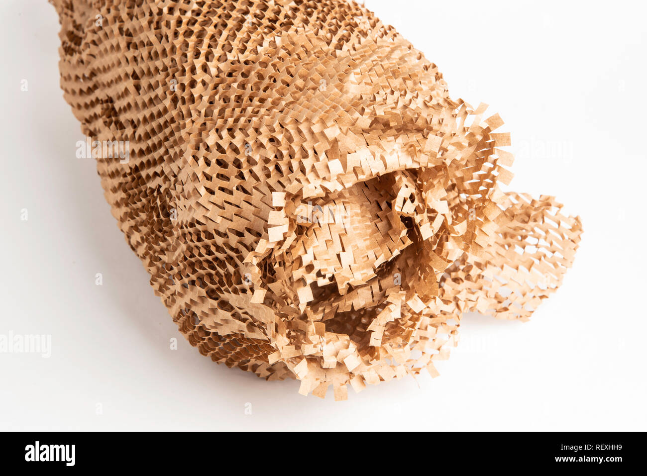 A bunched up and crumpled recyclable brown paper filler and packaging material Stock Photo Alamy