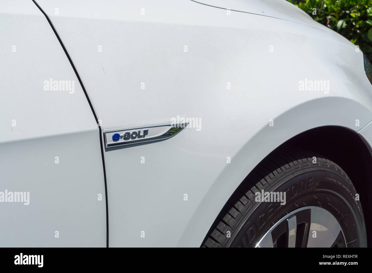 August 24, 2017 Sunnyvale/CA/USA - Details of a VW e-golf car Stock Photo