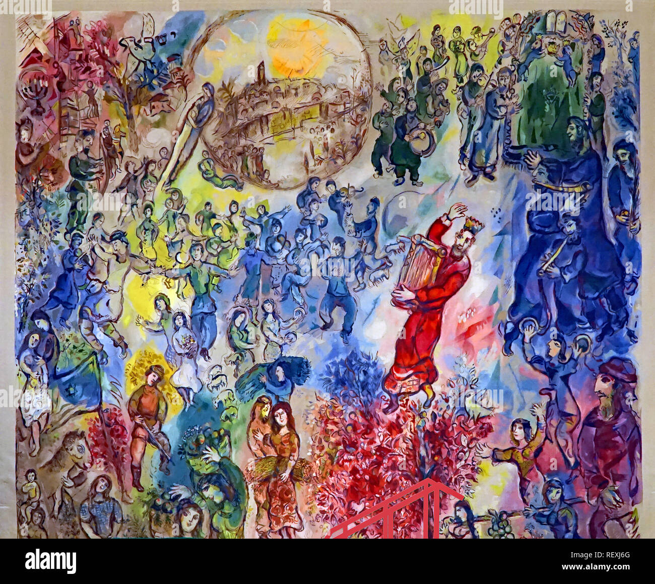 The Israeli parliament building, known as the Knesset, is decorated with huge tapestries by Marc Chagall depicting biblical scenes. Stock Photo