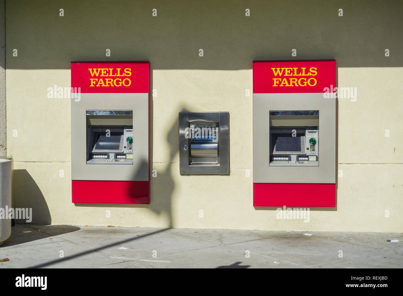 October 26, 2017 Sunnyvale/California - Wells Fargo ATM's at the local branch Stock Photo