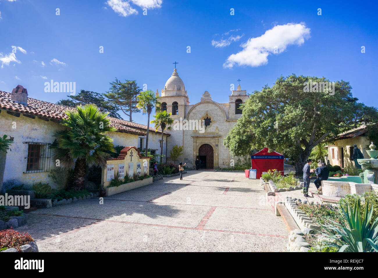 November 5, 2017 Carmel-By-The-Sea/USA - Carmel Mission (Mission San Carlos Borromeo del rio Carmelo) courtyard and main building, a restored historic Stock Photo