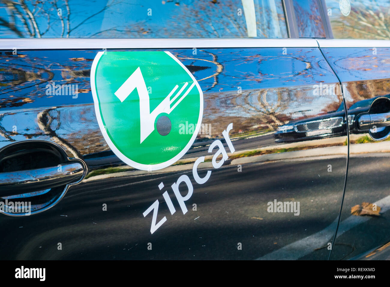December 14, 2017 Sunnyvale / CA / USA - Zipcar is a car sharing and car club service where members pay a monthly fee; It represents an alternative to Stock Photo