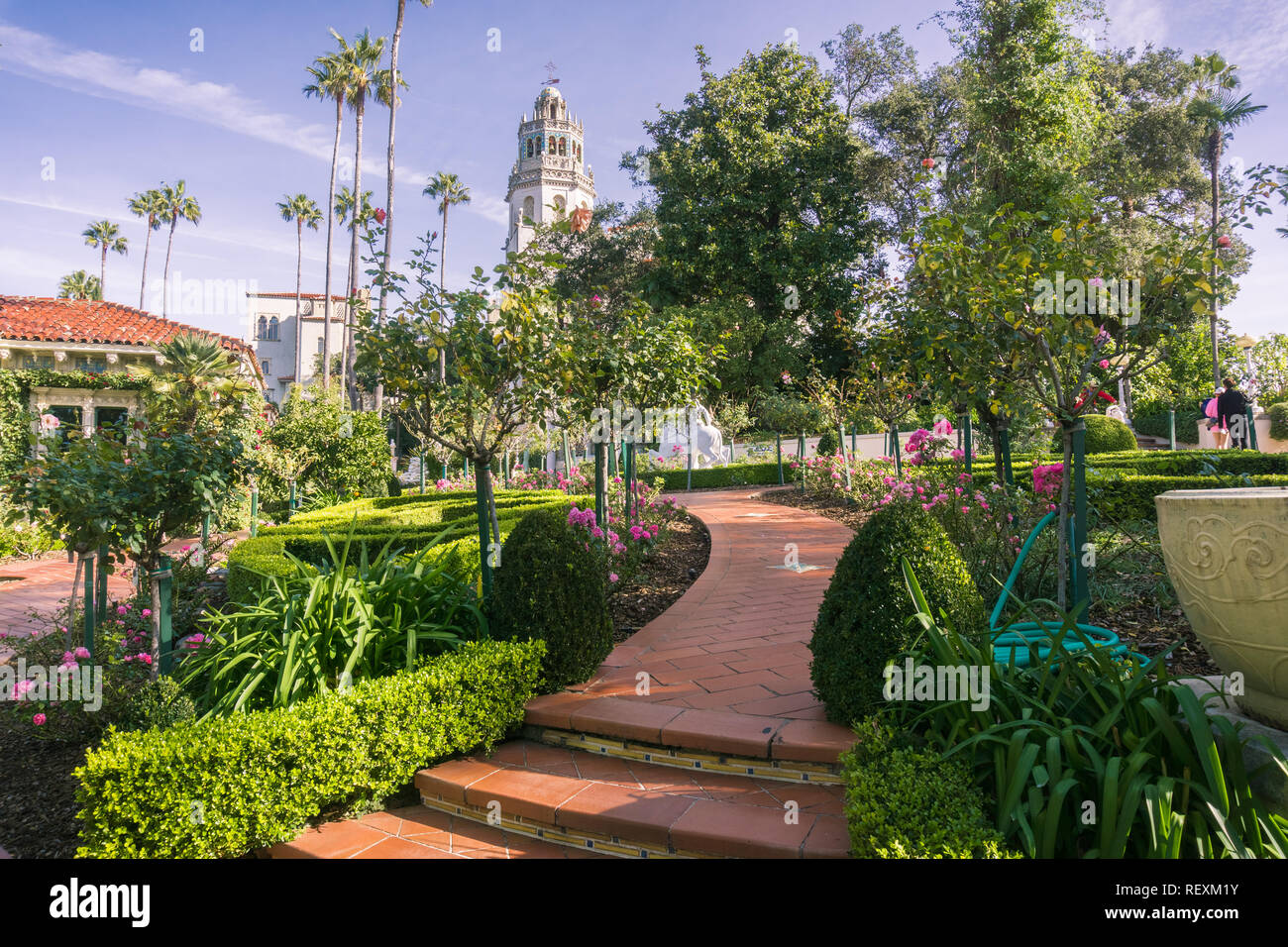 December 23, 2017 San Simeon / CA / USA - The beautiful gardens at Hearst Castle Stock Photo