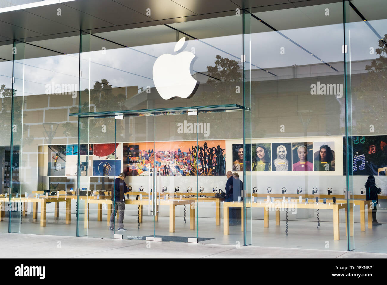 January 11, 2018 Palo Alto / CA / USA - Apple store located at the open air Stanford shopping center Stock Photo