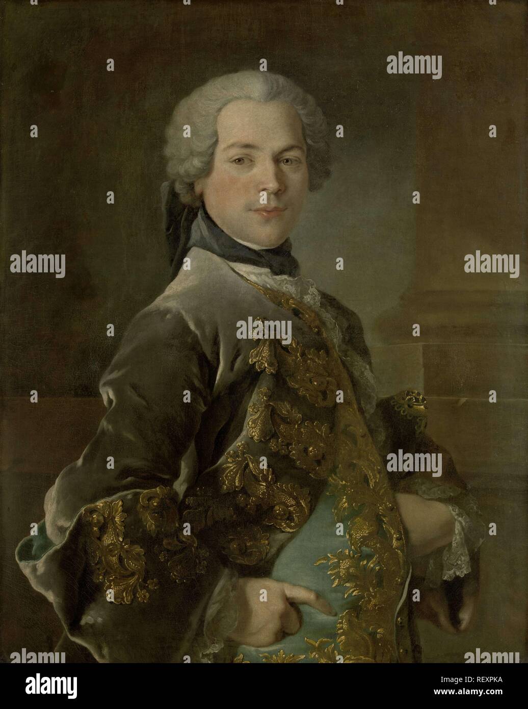 Portrait of Isaac van Rijneveld. Portret van Isaac van Rijneveld. Dating: 1738. Measurements: h 92 cm × w 73.5 cm. Museum: Rijksmuseum, Amsterdam. Author: Louis Tocque. Stock Photo