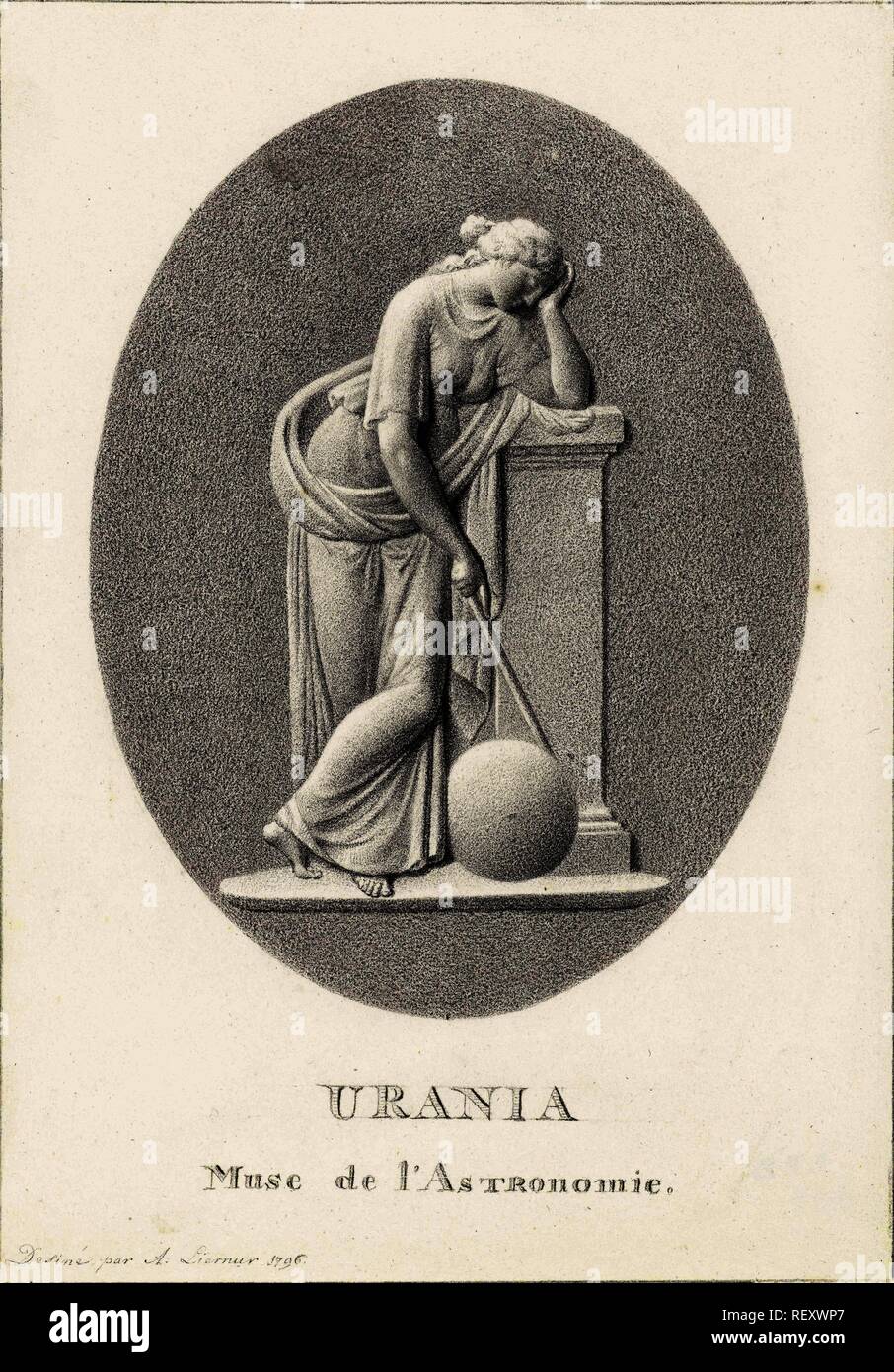 Urania. Draughtsman: Alexander Liernur. Dating: 1796. Measurements: h 241 mm × w 168 mm. Museum: Rijksmuseum, Amsterdam. Stock Photo