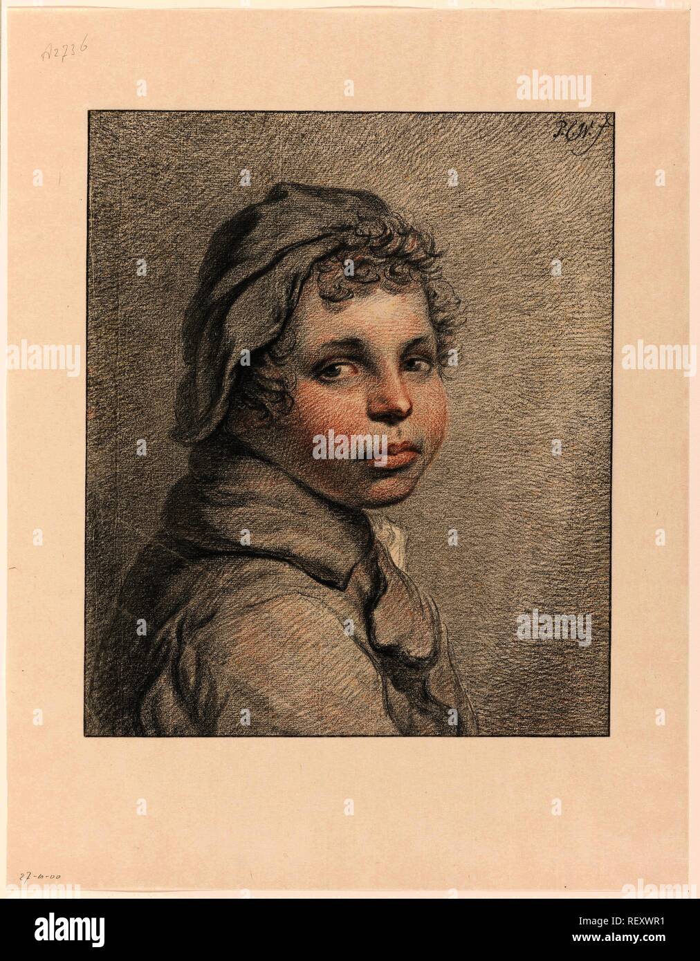 Study head of a boy. Draughtsman: Pieter Christoffel Wonder (signed by artist). Dating: 1790 - 1852. Place: Netherlands. Measurements: h 378 mm × w 317 mm. Museum: Rijksmuseum, Amsterdam. Stock Photo