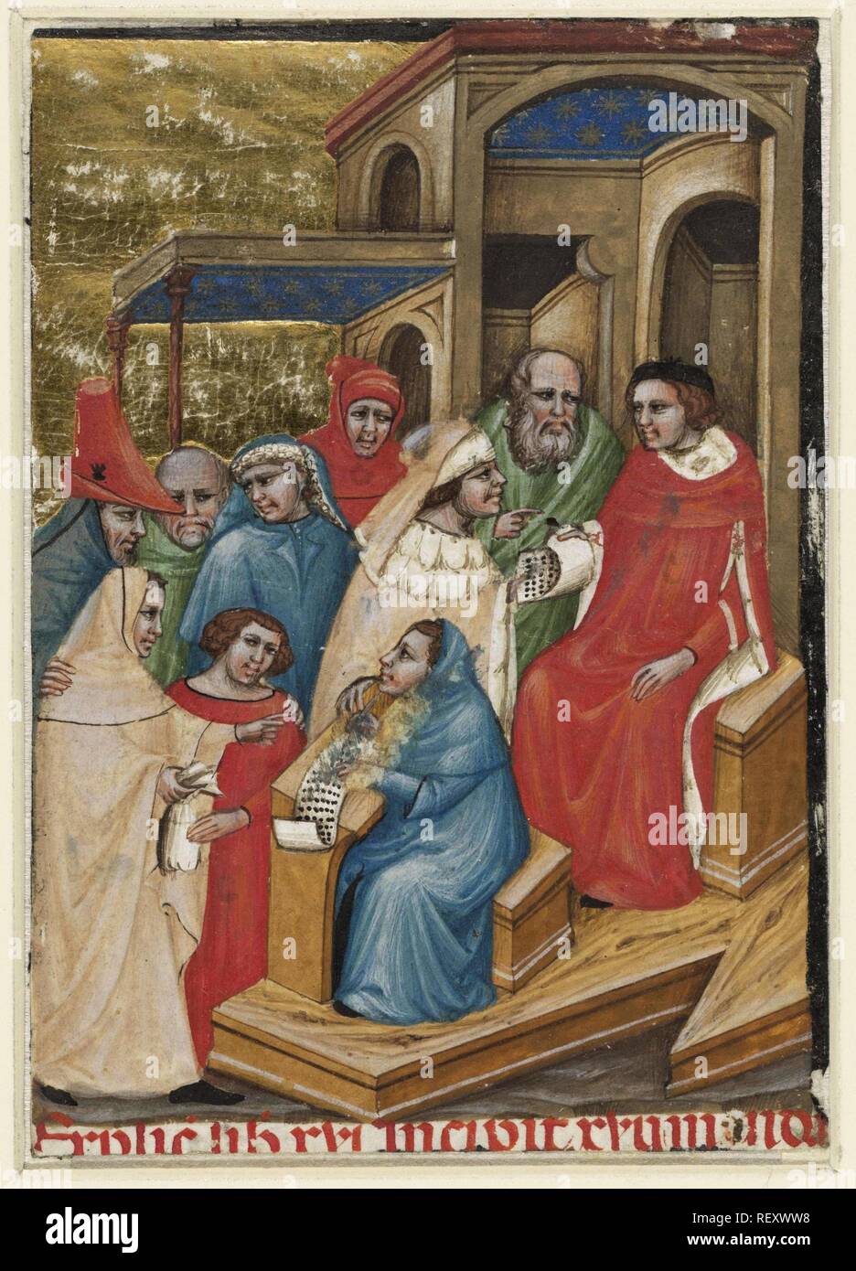 Scene around a court judgment. Draughtsman: Illustratore. Dating: 1340 - 1342. Measurements: h 99 mm × w 70 mm. Museum: Rijksmuseum, Amsterdam. Stock Photo