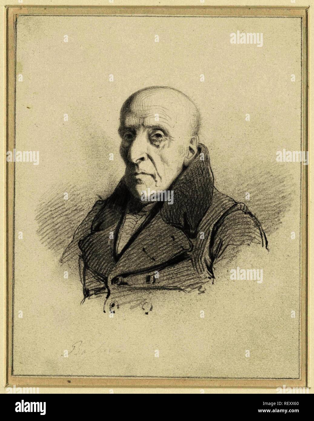 Portrait of Pieter Pzn Barbiers. Draughtsman: Johan Georg Gerstenhauer Zimmerman. Dating: 1868 - 1931. Measurements: h 112 mm × w 89 mm. Museum: Rijksmuseum, Amsterdam. Stock Photo
