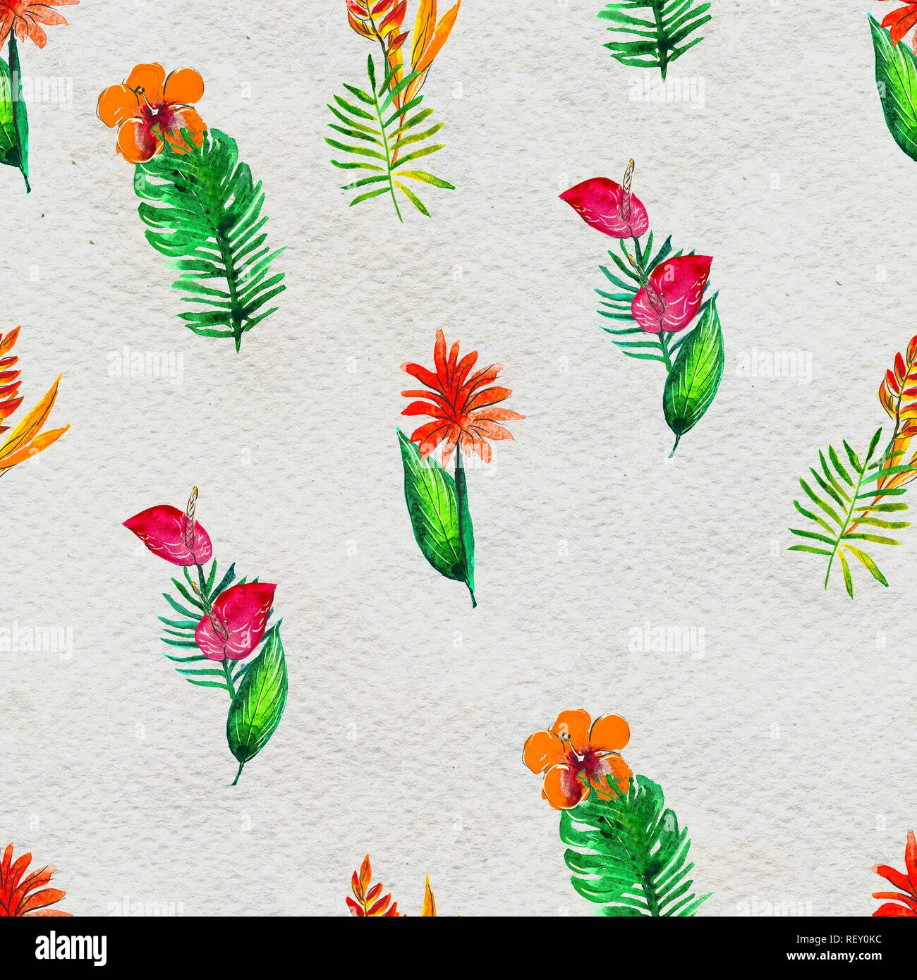 Seamless pattern With Tropical leaves. Watercolor Background Stock ...