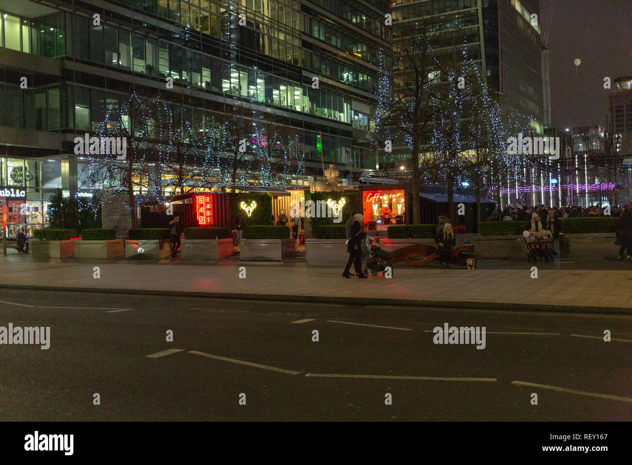 Winter Lights at Canary Wharf, London Stock Photo Alamy